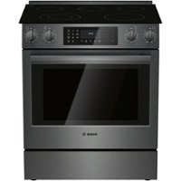 Bosch - 800 Series 4.6 Cu. Ft. Slide-In Electric Convection Range with Self-Cleaning - Black Stainless Steel - Front_Zoom