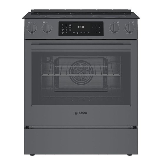 Front Zoom. Bosch - 800 Series 4.6 Cu. Ft. Slide-In Electric Convection Range with Self-Cleaning - Black Stainless Steel.