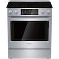 Bosch - 800 Series 30 in. Wide 4.6 Cu. Ft. Slide-In Electric Convection Range with Self-Cleaning, 5 Elements and Warming Drawer - Stainless Steel