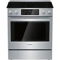 Bosch - 800 Series 4.6 Cu. Ft. Slide-In Electric Convection Range with Self-Cleaning and Warming Drawer - Stainless Steel - Front_Zoom