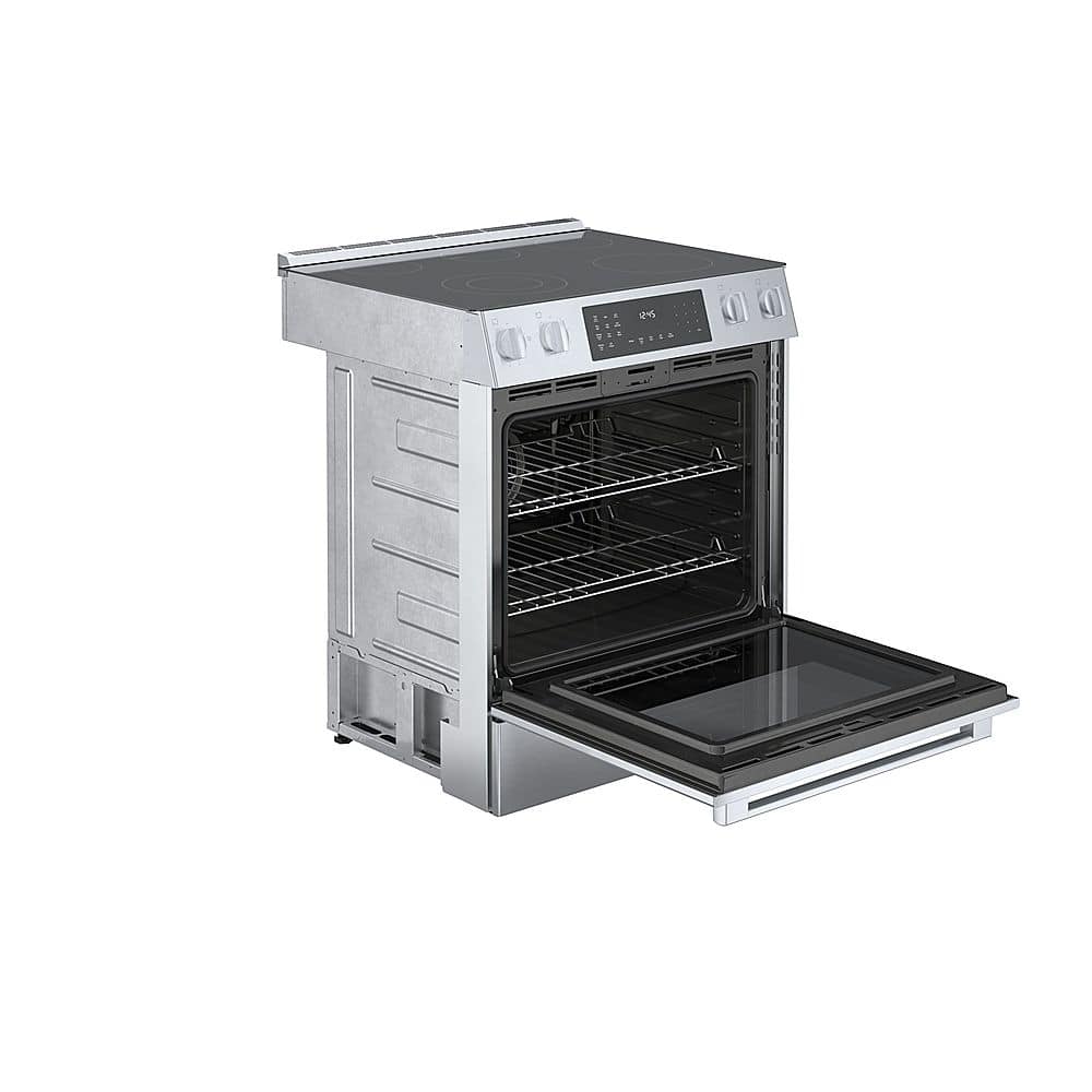 Angle. Bosch - 800 Series 4.6 Cu. Ft. Slide-In Electric Convection Range with Self-Cleaning - Stainless steel.