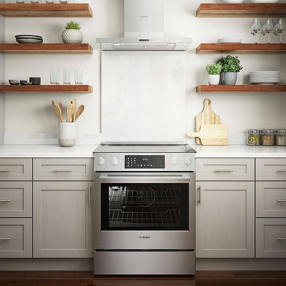 Alt View 19. Bosch - 800 Series 4.6 Cu. Ft. Slide-In Electric Convection Range with Self-Cleaning - Stainless steel.