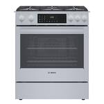 Bosch - 800 Series 4.6 Cu. Ft. Self-Cleaning Slide-In Dual Fuel Convection Range - Stainless steel - Front_Standard