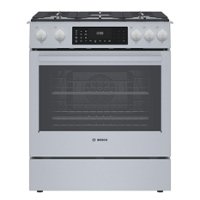 Bosch - 800 Series 4.6 Cu. Ft. Self-Cleaning Slide-In Dual Fuel Convection Range - Stainless steel - Front_Zoom