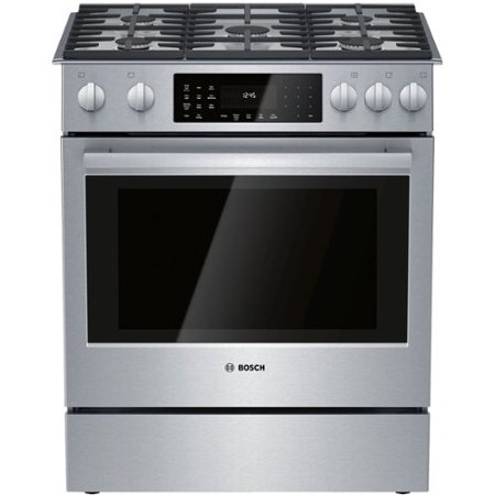 Bosch - 800 Series 4.6 Cu. Ft. Slide-In Dual Fuel Convection Range with Self-Cleaning - Stainless Steel