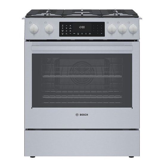 Front Zoom. Bosch - 800 Series 4.6 Cu. Ft. Slide-In Dual Fuel Convection Range with Self-Cleaning - Stainless Steel.