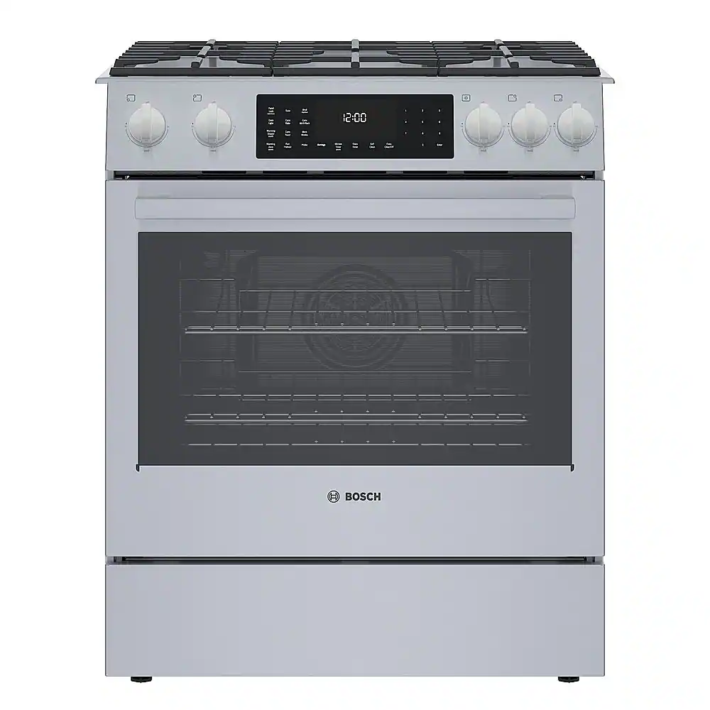 Bosch - 800 Series 4.6 Cu. Ft. Slide-In Dual Fuel Convection Range with Self-Cleaning - Stainless Steel