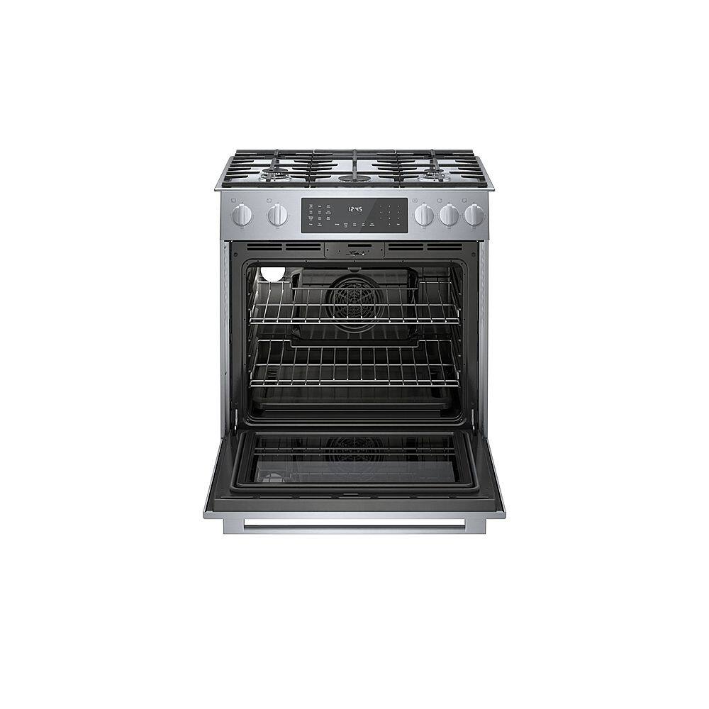 Alt View 1. Bosch - 800 Series 4.6 Cu. Ft. Slide-In Dual Fuel Convection Range with Self-Cleaning - Stainless steel.