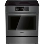 Bosch - 800 Series 4.6 Cu. Ft. Self-Cleaning Slide-In Electric Induction Convection Range - Black stainless steel - Front_Standard
