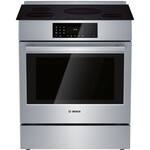 Bosch - 800 Series 4.6 Cu. Ft. Self-Cleaning Slide-In Electric Induction Convection Range - Stainless steel - Front_Standard