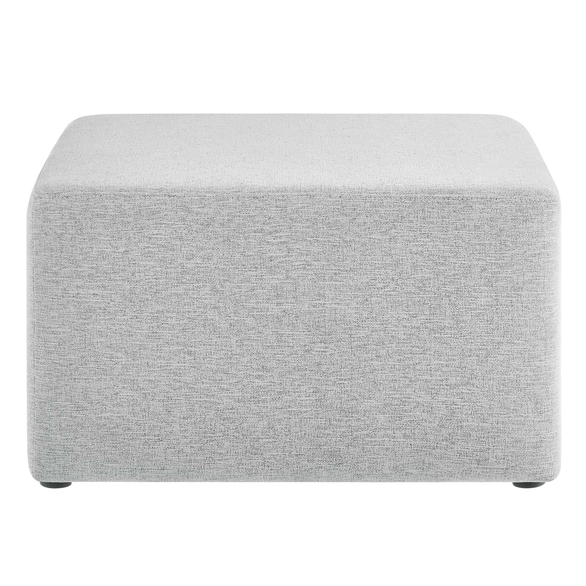Alt View 4. Modway - Callum Large 28" Square Woven Heathered Fabric Upholstered Ottoman by Modway - Heathered Weave Light Gray.