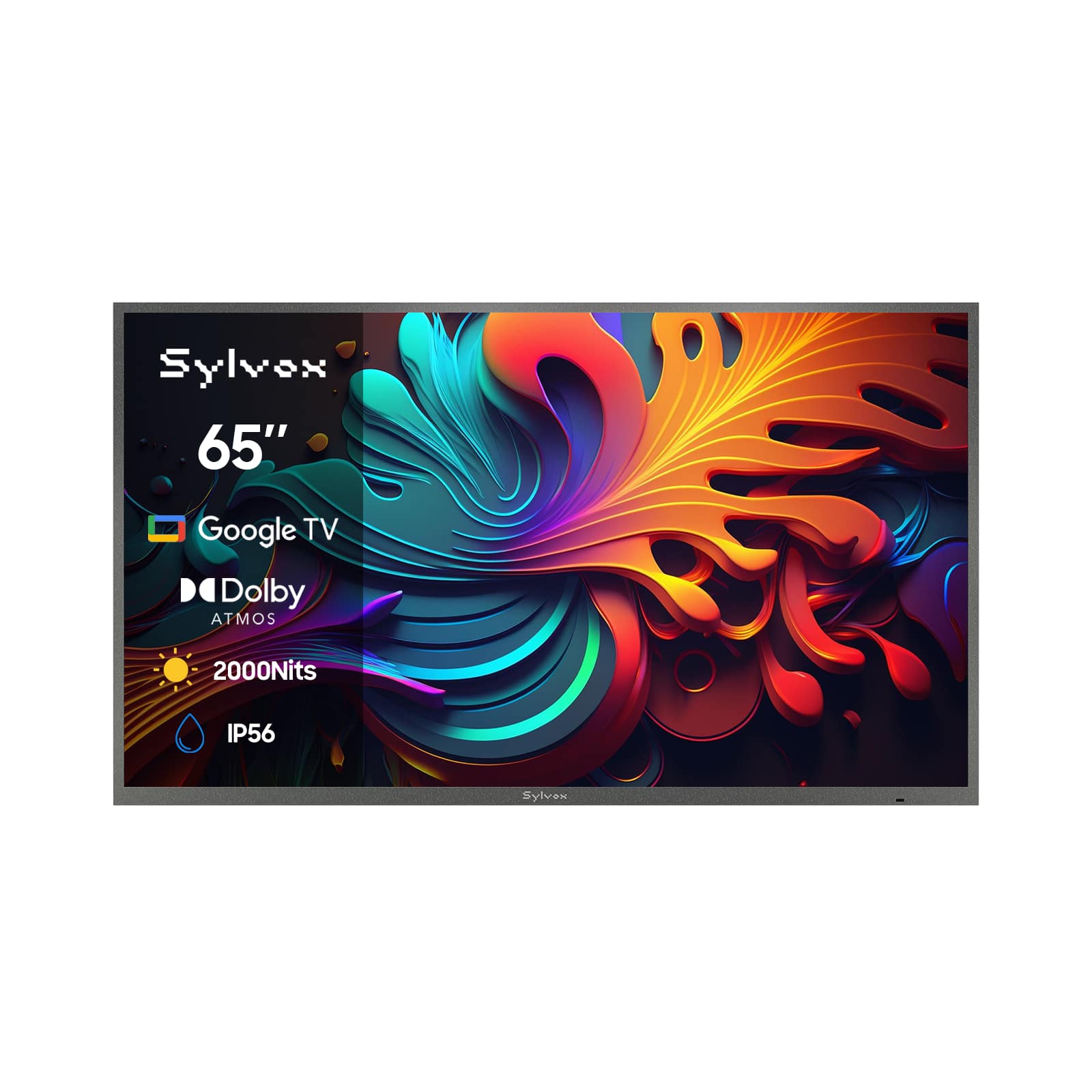 Sylvox - 65" Class Outdoor QLED TV, Pool Pro QLED 3.0, 4K, Full Sun, 2000 Nits, IP56 Waterproof, Google TV, Dolby Atmos