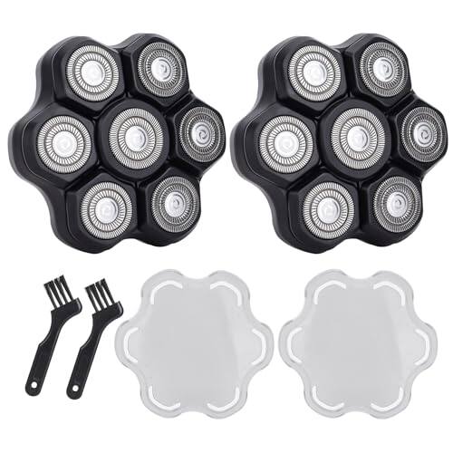 Front. DORLUKFU - 7 Blades Head Shaver Replacement Heads - Magnetic Shaver Replacement Heads - Universal Replacement Heads 2pcs.