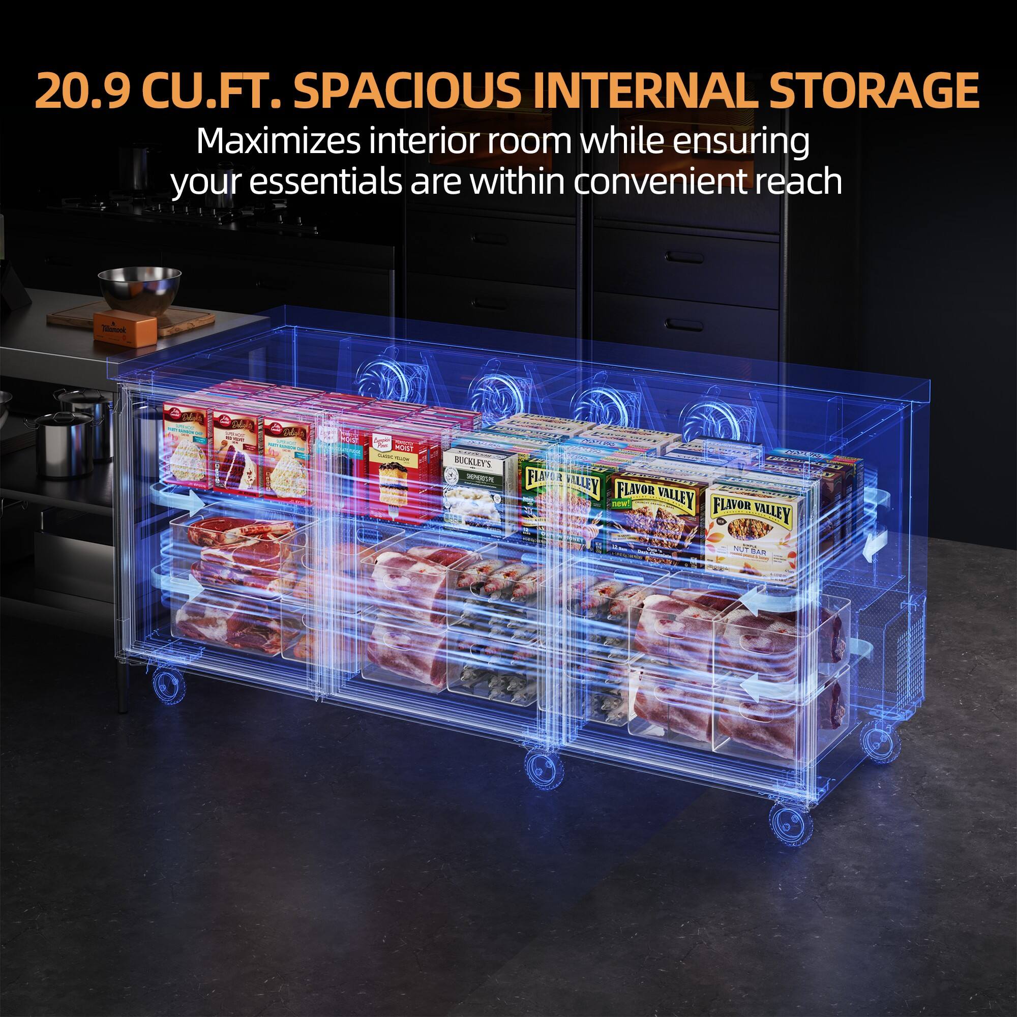20.9 CU.FT. SPACIOUS INTERNAL STORAGE  
Maximizes interior room while ensuring your essentials are within convenient reach  

TIONT SN - BUCKLEY'S  
FI BILLEY FLAVOR VALLEY  
FLAVOR VALLEY NUTTAR BAR