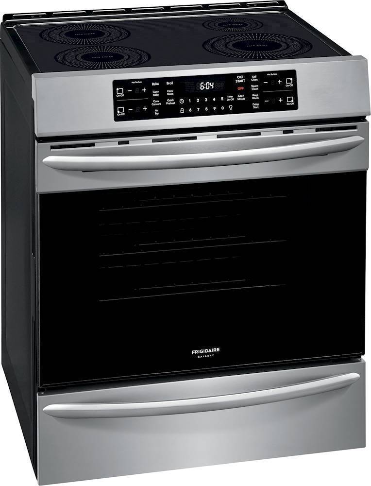 Angle View: Frigidaire - Gallery 5.4 Cu. Ft. Freestanding Electric Induction Range Air Fry with Self and Steam Clean - Stainless steel