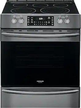 Frigidaire - Gallery 5.4 Cu. Ft. Freestanding Electric Air Fry Range with Self and Steam Clean - Black Stainless Steel