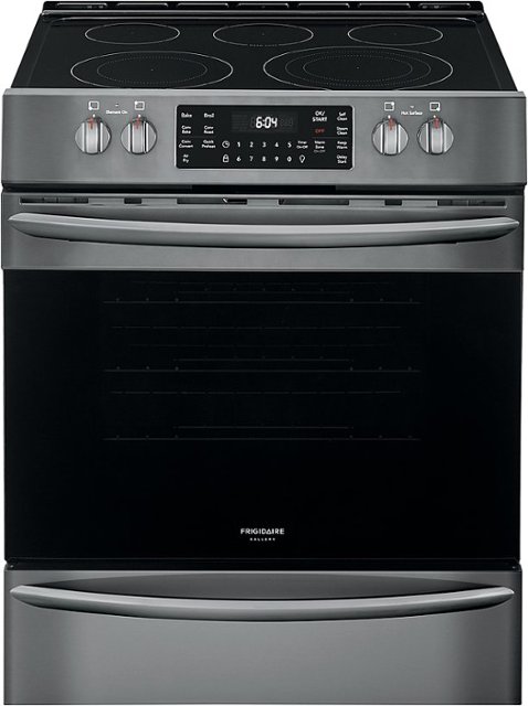 Front Zoom. Frigidaire - Gallery 5.4 Cu. Ft. Freestanding Electric Air Fry Range with Self and Steam Clean - Black stainless steel.