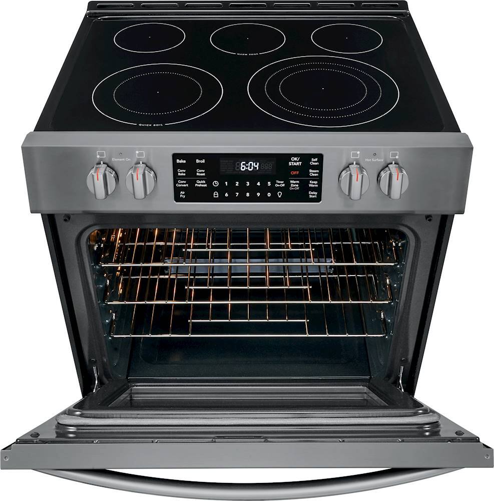 Alt View 13. Frigidaire - Gallery 5.4 Cu. Ft. Freestanding Electric Air Fry Range with Self and Steam Clean - Black Stainless Steel.
