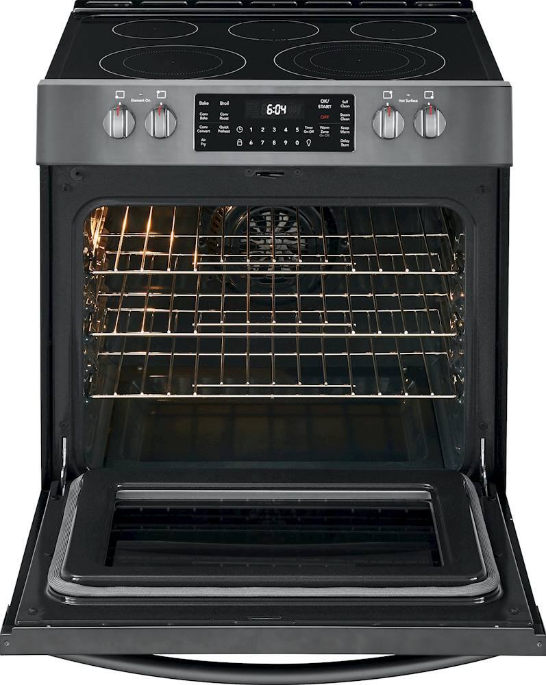 Alt View 14. Frigidaire - Gallery 5.4 Cu. Ft. Freestanding Electric Air Fry Range with Self and Steam Clean - Black Stainless Steel.