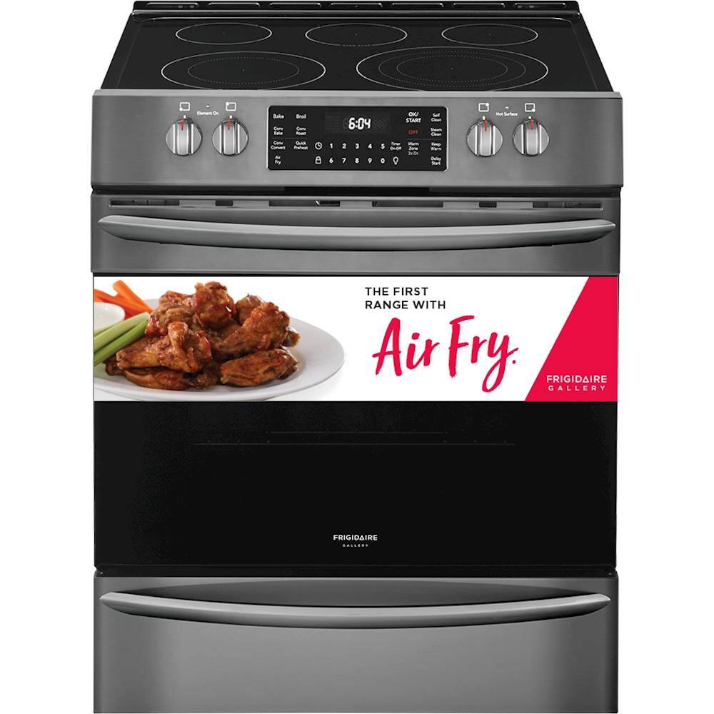 Alt View 16. Frigidaire - Gallery 5.4 Cu. Ft. Freestanding Electric Air Fry Range with Self and Steam Clean - Black Stainless Steel.