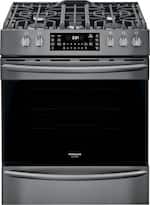Frigidaire - Gallery 5.6 Cu. Ft. Freestanding Gas Convection Range with Self-Cleaning and Air Fry - Black stainless steel - Front_Standard