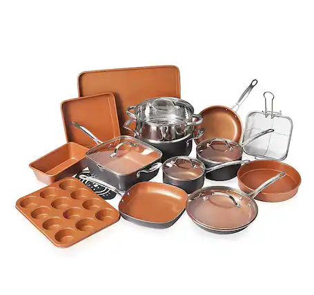 Gotham Steel - 20-Piece Aluminum Ti-Ceramic Nonstick Cookware and Bakeware Set - Graphite