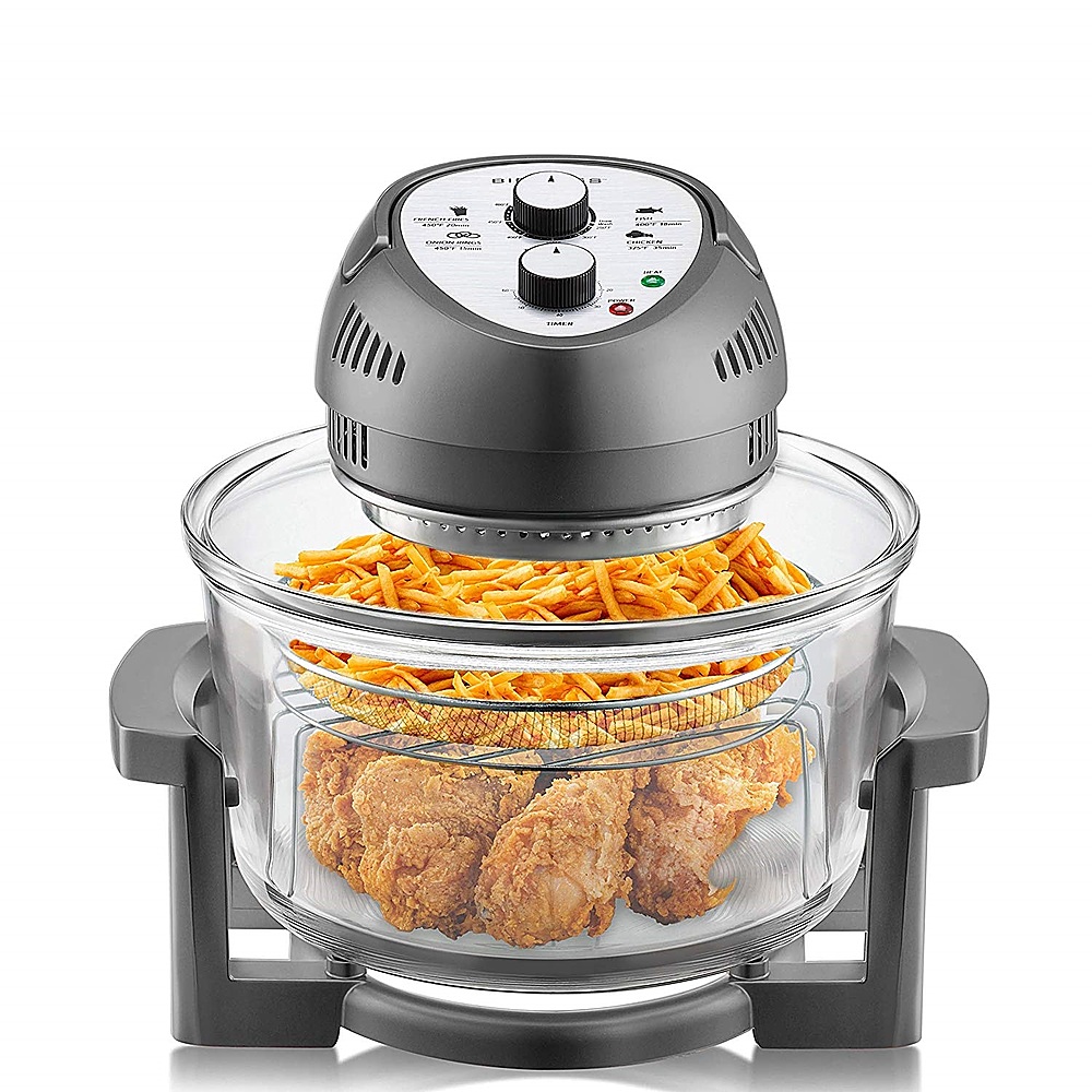 Angle View: Big Boss - Oil-less Air Fryer, 16 Quart, 1300W, Easy Operation with Built in timer - Graphite