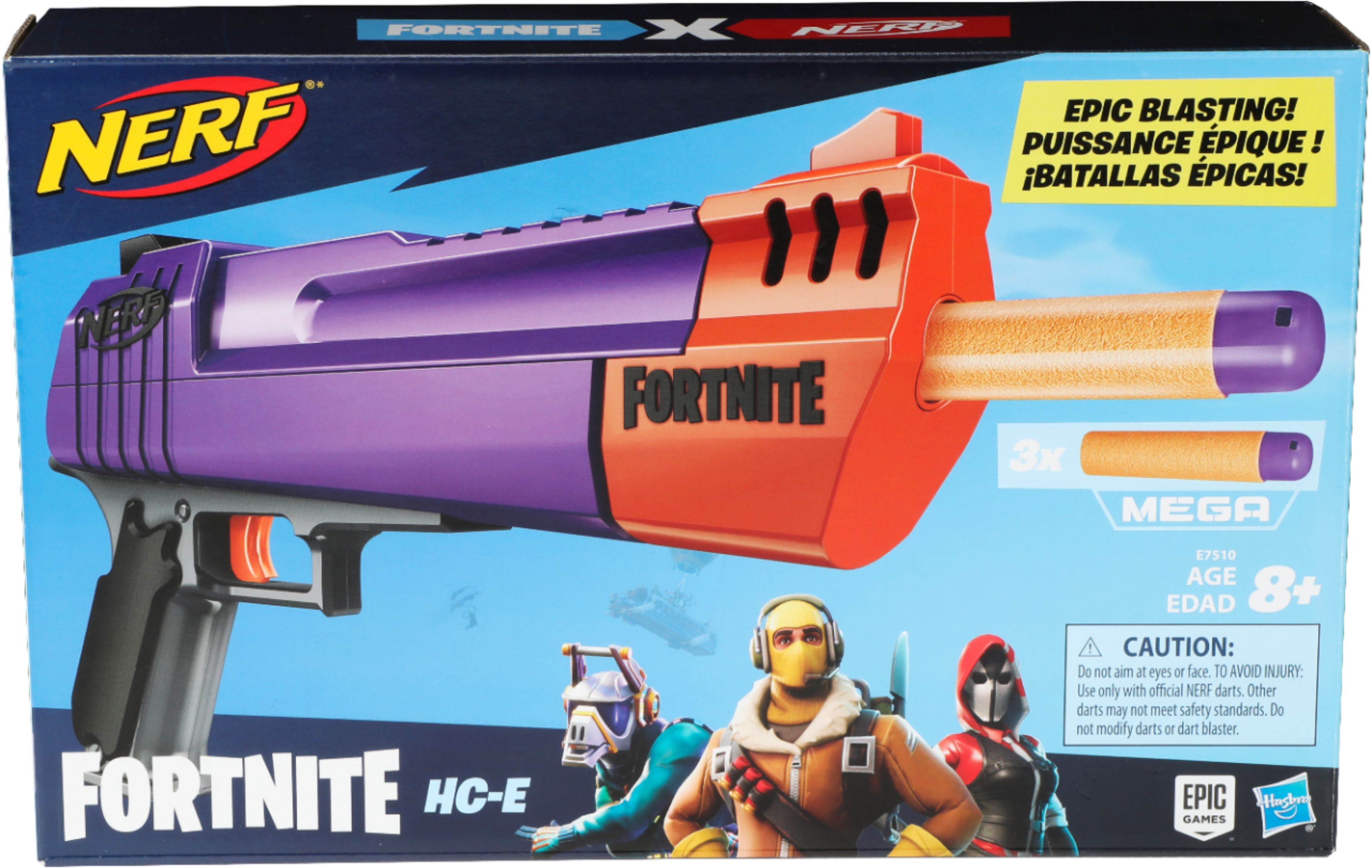 NERF Fortnite HC-E Mega Dart Blaster - Includes 3 Official Mega Fortnite  Darts - for Youth, Teens, Adults