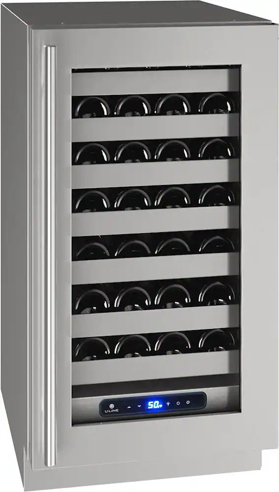 Front. U-Line - Wine Captain 5 Class 35-Bottle Wine Cooler - Stainless Steel.