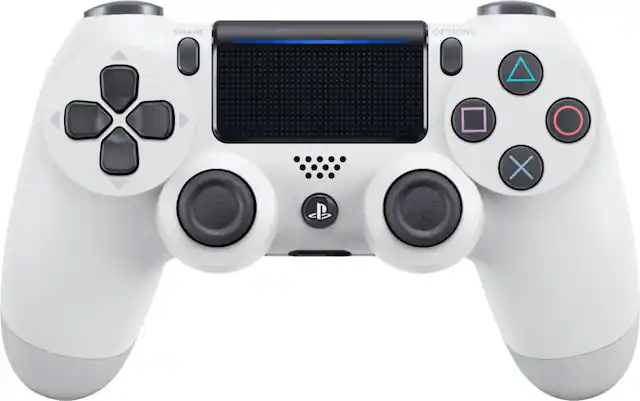 Front. Sony - DualShock 4 Wireless Controller for Sony PlayStation 4 - Glacier White.