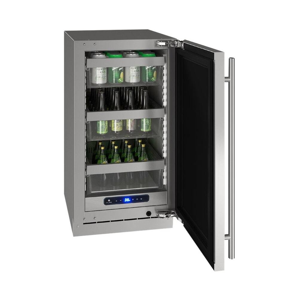 Left. U-Line - 5 Class 100-Can Beverage Cooler - Stainless Steel.
