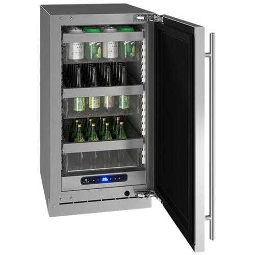 Left. U-Line - 5 Class 100-Can Beverage Cooler - Stainless Steel.