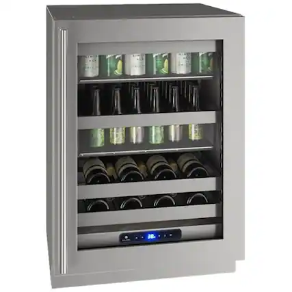 Front. U-Line - 5 Class 14-Bottle Wine Refrigerator - Stainless Steel.