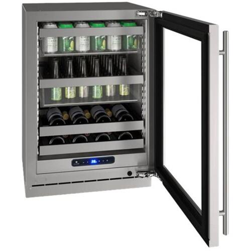 Left. U-Line - 5 Class 14-Bottle Wine Refrigerator - Stainless Steel.