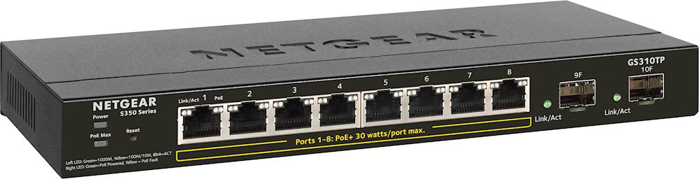 Angle View: NETGEAR - 8-Port 10/100/1000 Gigabit Ethernet PoE+ Smart Managed Pro Switch