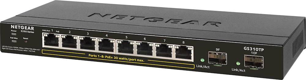 Left View: NETGEAR - 8-Port 10/100/1000 Gigabit Ethernet PoE+ Smart Managed Pro Switch