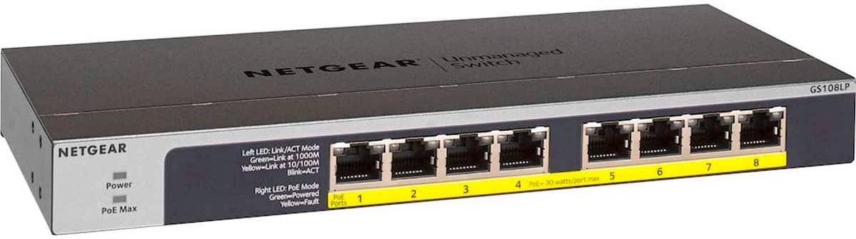 Angle. NETGEAR - 8-Port 10/100/1000 Gigabit Ethernet PoE/PoE+ Unmanaged Switch.