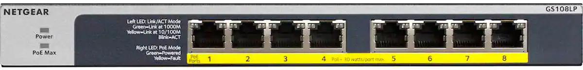 NETGEAR - 8-Port 10/100/1000 Gigabit Ethernet PoE/PoE+ Unmanaged Switch - Gray