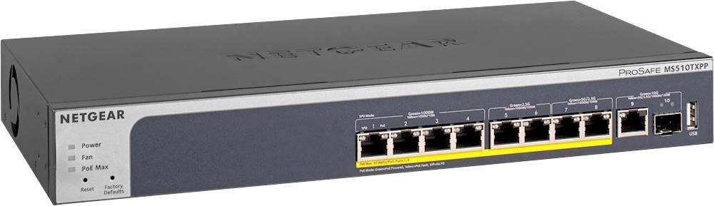 Angle View: NETGEAR - 8-Port 10/100/1000/2500/5000 PoE+ Multi-Gigabit Smart Managed Pro Switch