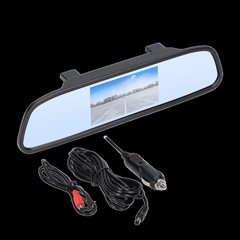 Left View: EchoMaster - 9.3” Full Screen Rear-View Mirror Replacement Monitor with DVR and Back-Up Camera Kit - Black