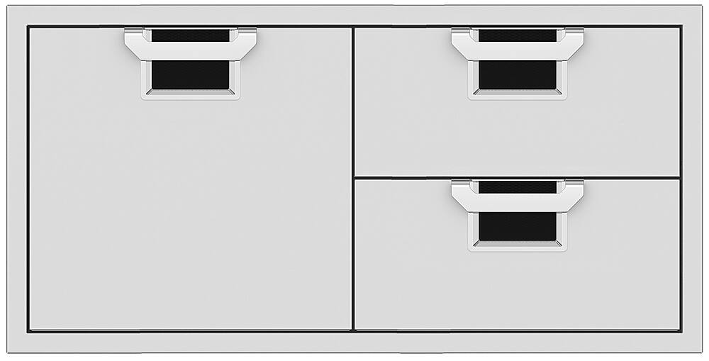 Angle. Aspire by Hestan - Aspire AESDR Series 42" Double Drawer and Storage Door Combination - Stealth.