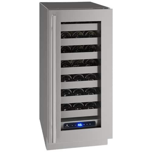 Front. U-Line - Wine Captain 5 Class 28-Bottle Wine Cooler - Stainless Steel.