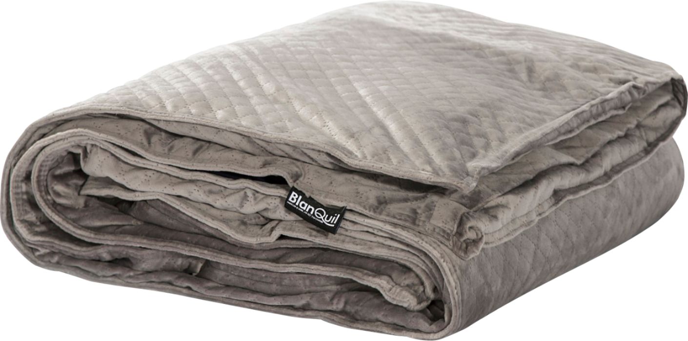 BlanQuil 20 lb Quilted Weighted Blanket with Removable Cover Gray GREY