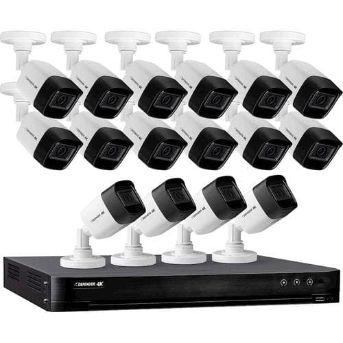 Defender - 4K Security System 16-Channel, 16-Camera Indoor/Outdoor Wired 2160p 4TB DVR Surveillance System - Black