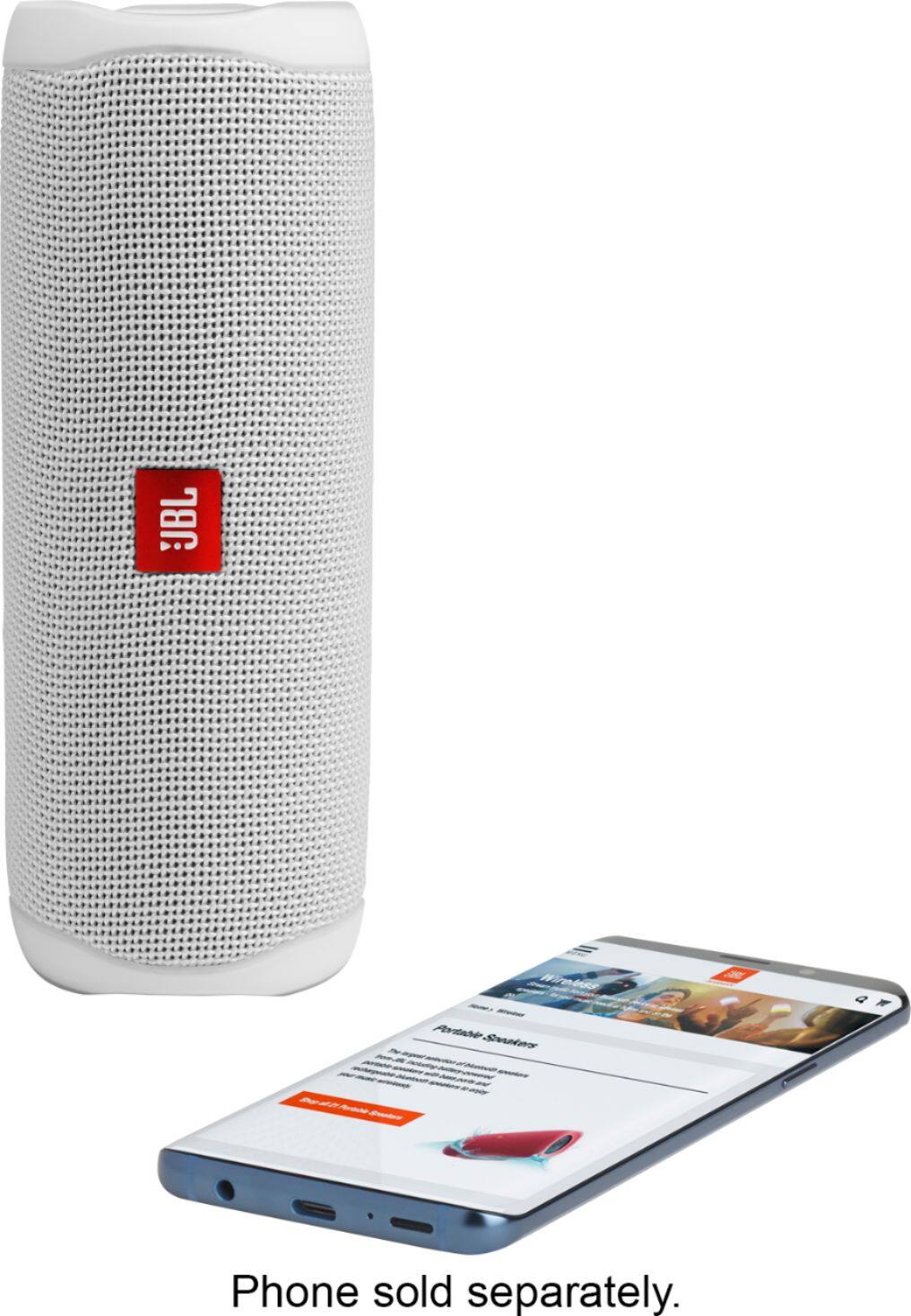 Alt View 14. JBL - Flip 5 Portable Bluetooth Speaker - White Steel.