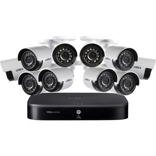 Lorex - 16-Channel, 10-Camera Indoor/Outdoor Wired 1080p 2TB DVR Surveillance System - White