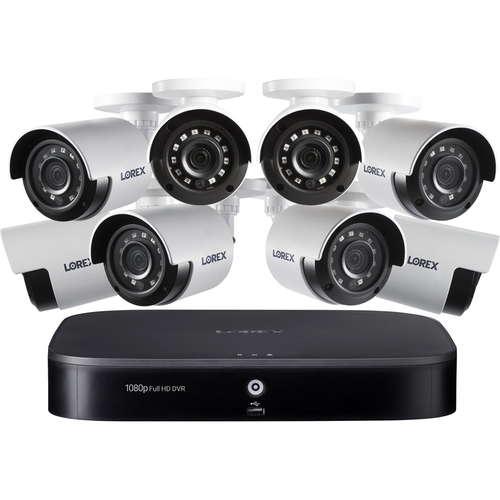 Lorex - 8-Channel, 8-Camera Indoor/Outdoor Wired 1080p DVR Surveillance System - White
