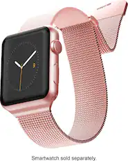 Angle. Raptic - Hybrid Mesh Watch Band for Apple Watch® 38mm, 40mm, 41mm - Rose Gold.