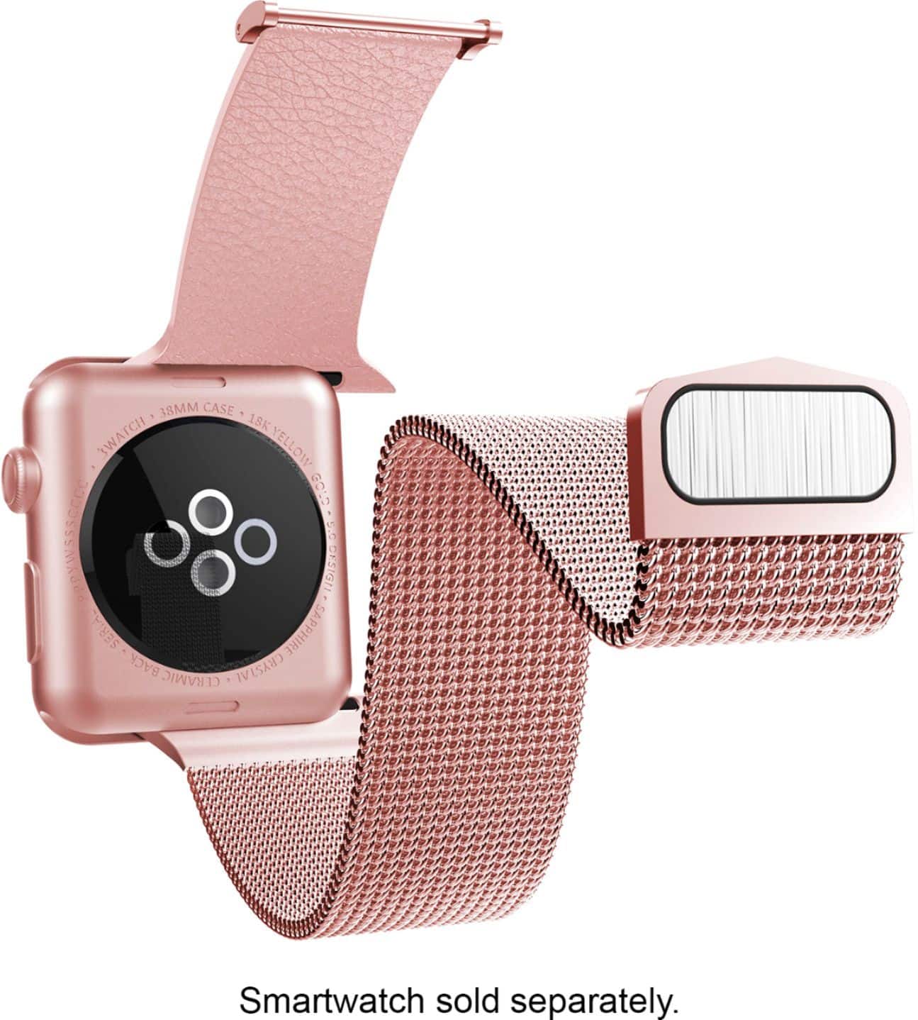 Alt View 12. Raptic - Hybrid Mesh Watch Band for Apple Watch® 38mm, 40mm, 41mm - Rose Gold.