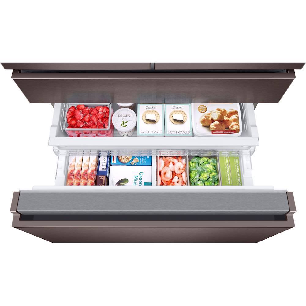 Alt View 21. Samsung - 22.6 Cu. Ft. 4-Door Flex French Door Counter-Depth Refrigerator - Tuscan Stainless Steel.